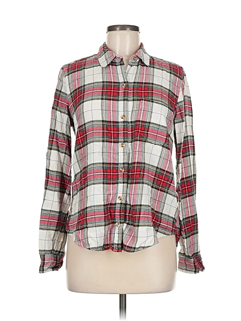 Pre-owned Abercrombie & Fitch Long Sleeve Button Down Shirt In Red