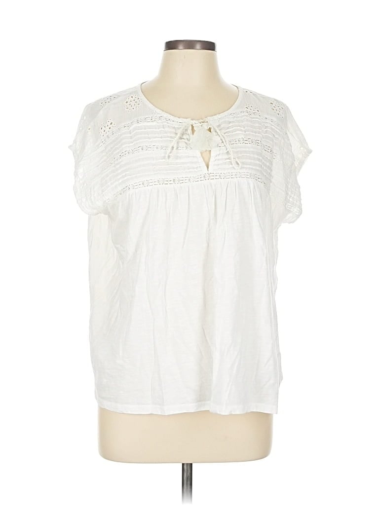 Pre-owned Lucky Brand Short Sleeve Blouse In White
