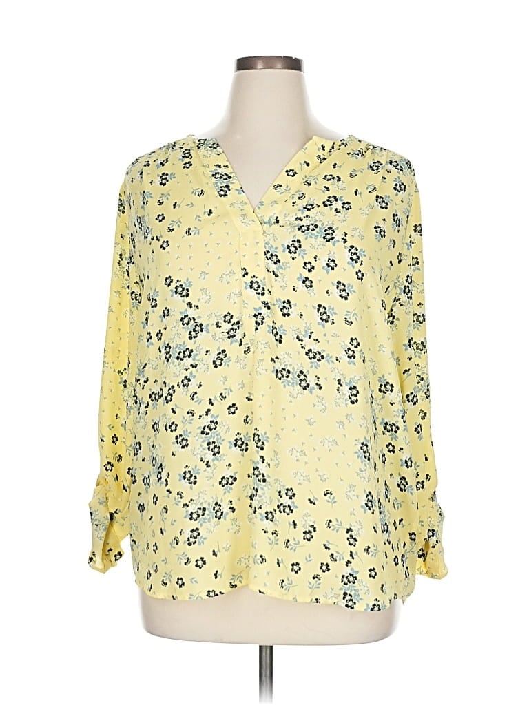 Pre-owned Charter Club 3/4 Sleeve Blouse In Yellow