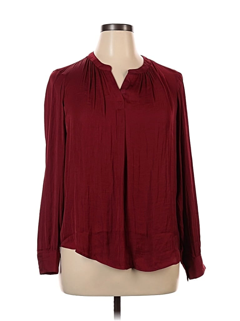 Pre-owned Simply Vera Vera Wang Long Sleeve Blouse In Burgundy