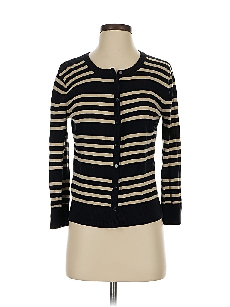 Pre-owned Cable & Gauge Cardigan Sweater In Black