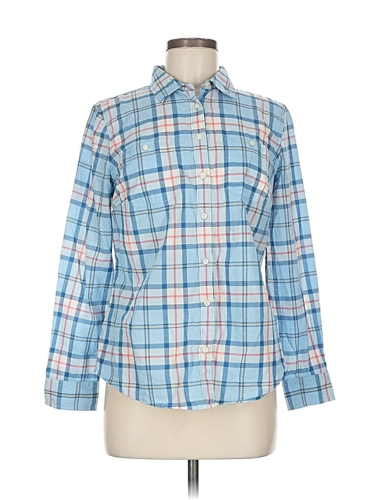Pre-owned St. John's Bay Long Sleeve Button Down Shirt In Blue