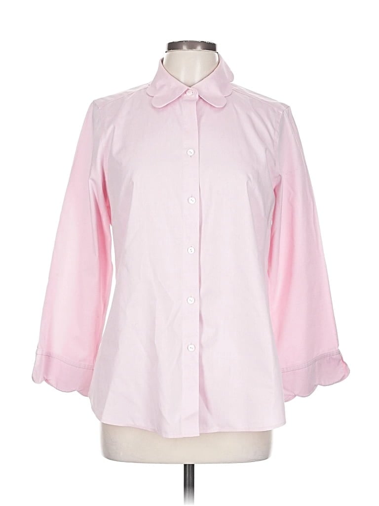 Pre-owned Foxcroft 3/4 Sleeve Button Down Shirt In Pink