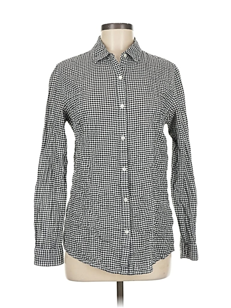 Pre-owned J. Mclaughlin Long Sleeve Button Down Shirt In Silver