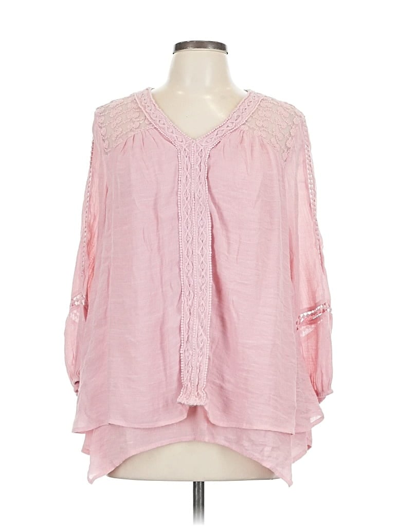 Pre-owned John Paul Richard 3/4 Sleeve Blouse In Pink
