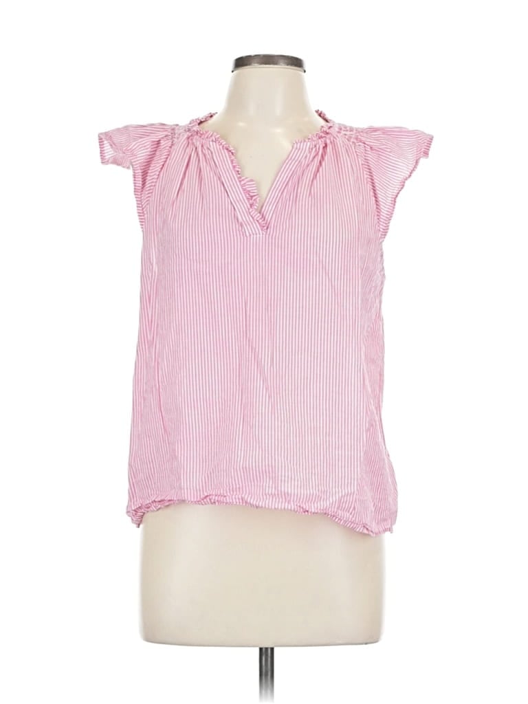 Pre-owned J.crew Factory Store Short Sleeve Blouse In Pink