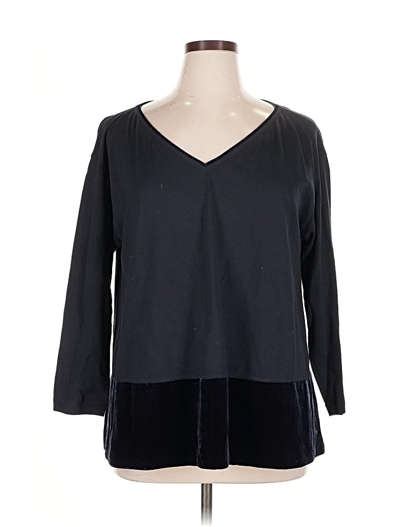 Pre-owned Lafayette 148 3/4 Sleeve Blouse In Black