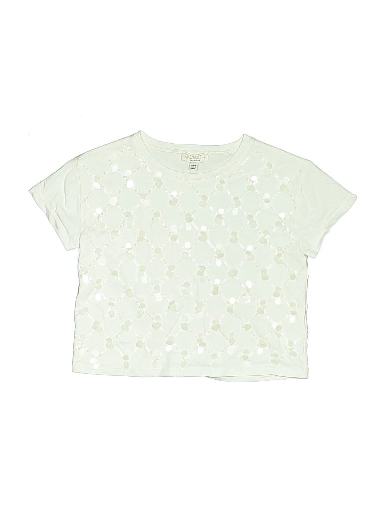 Pre-owned Crewcuts Kids' Short Sleeve Top Green Stars Pattern Crew Neck Tops
