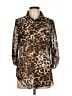 Ambiance Apparel 100% Polyester Animal Print Brown 3/4 Sleeve Blouse Size L - photo 1