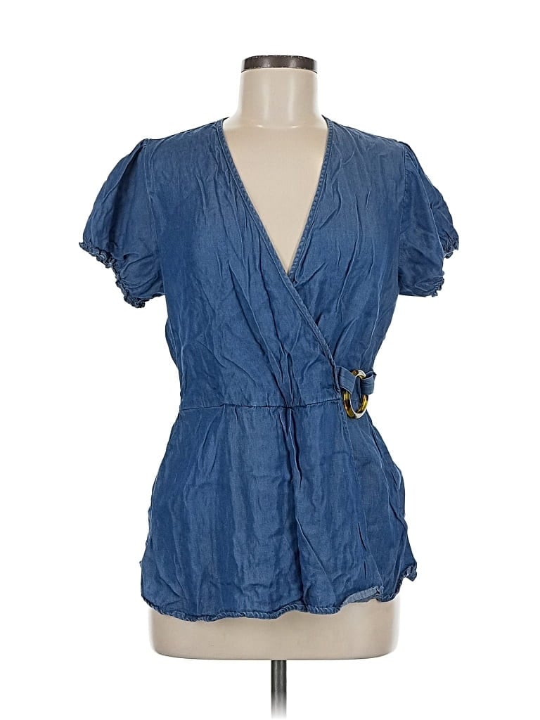 Pre-owned Love Scarlett Short Sleeve Blouse In Blue