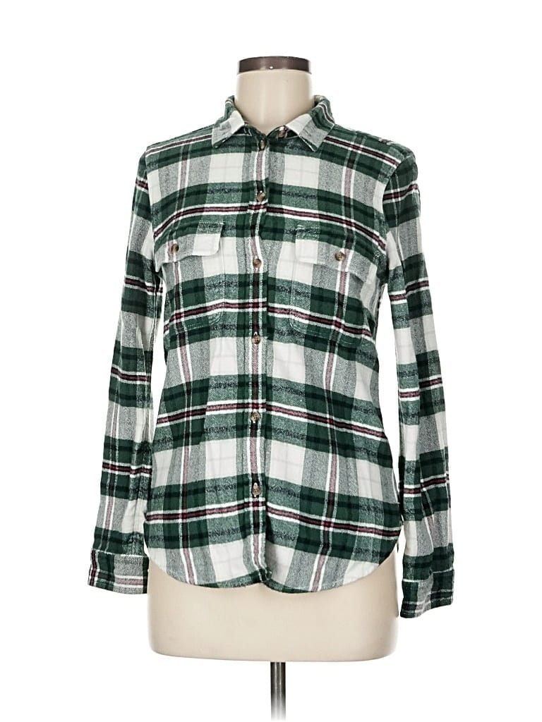 Pre-owned American Eagle Outfitters Long Sleeve Button Down Shirt In Green