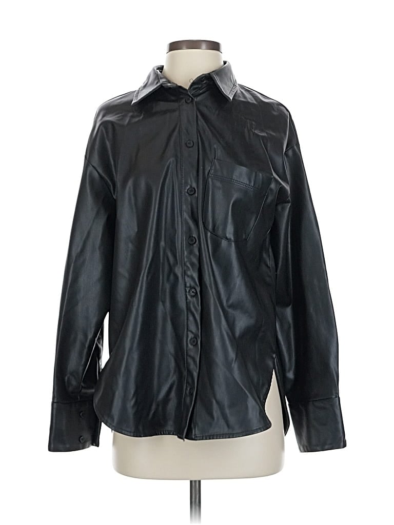Pre-owned Zara Faux Leather Jacket In Black
