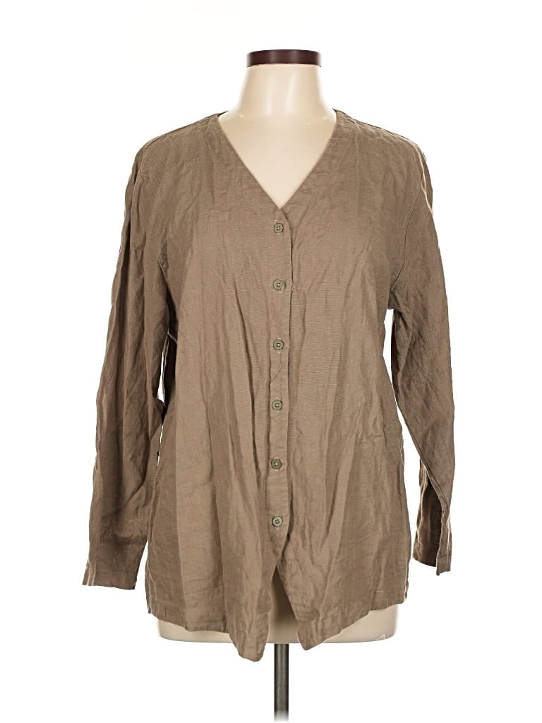 Pre-owned Eileen Fisher Long Sleeve Blouse In Brown