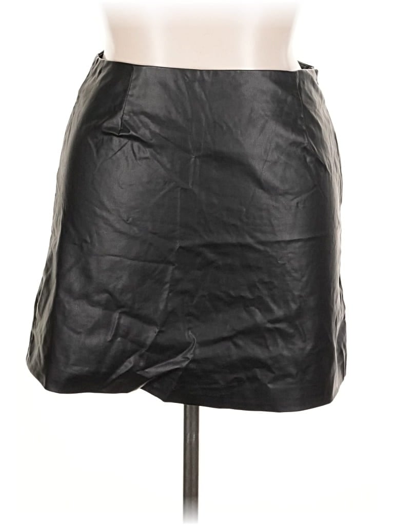 Pre-owned Cotton On Faux Leather Skirt In Black