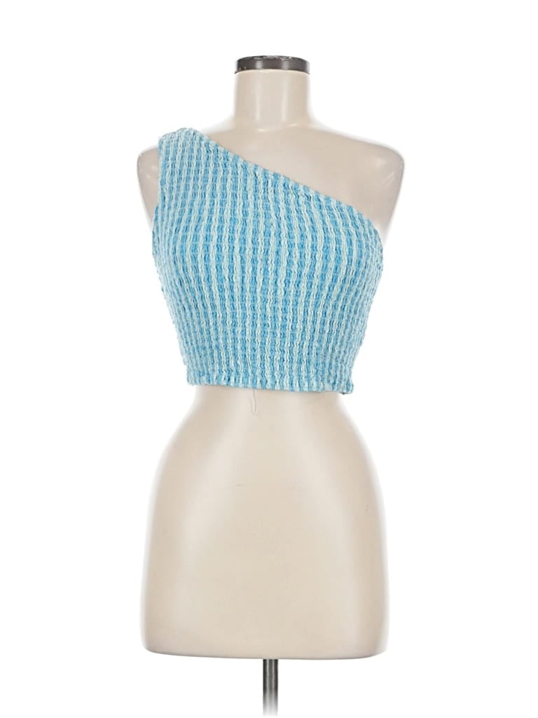 Pre-owned A New Day Sleeveless Top Blue One Shoulder Neckline Tops