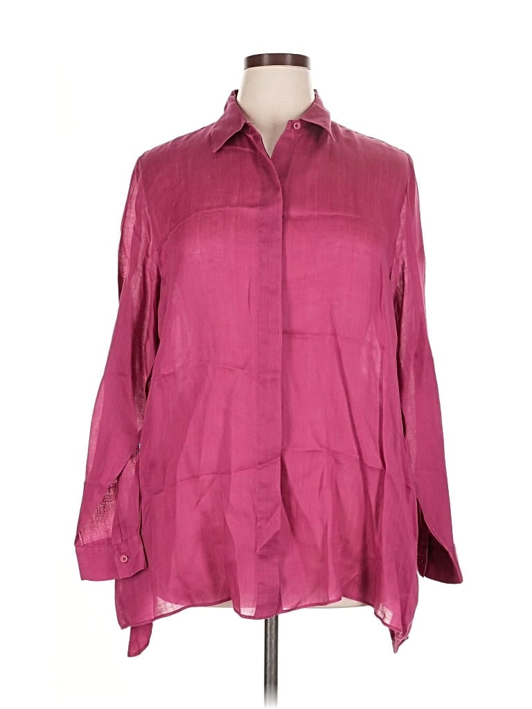 Pre-owned Lafayette 148 Long Sleeve Blouse In Burgundy