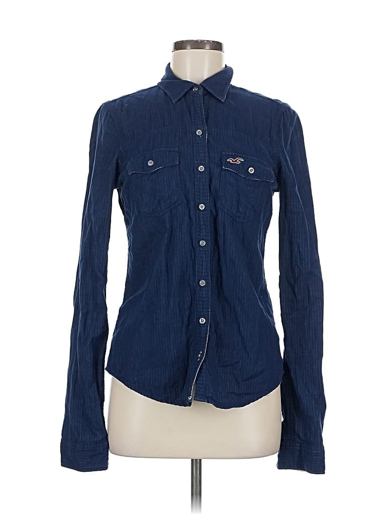 Pre-owned Hollister Long Sleeve Button Down Shirt In Blue