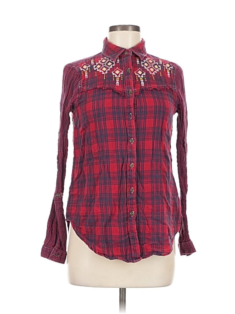 Pre-owned Coco + Jaimeson Long Sleeve Blouse In Red
