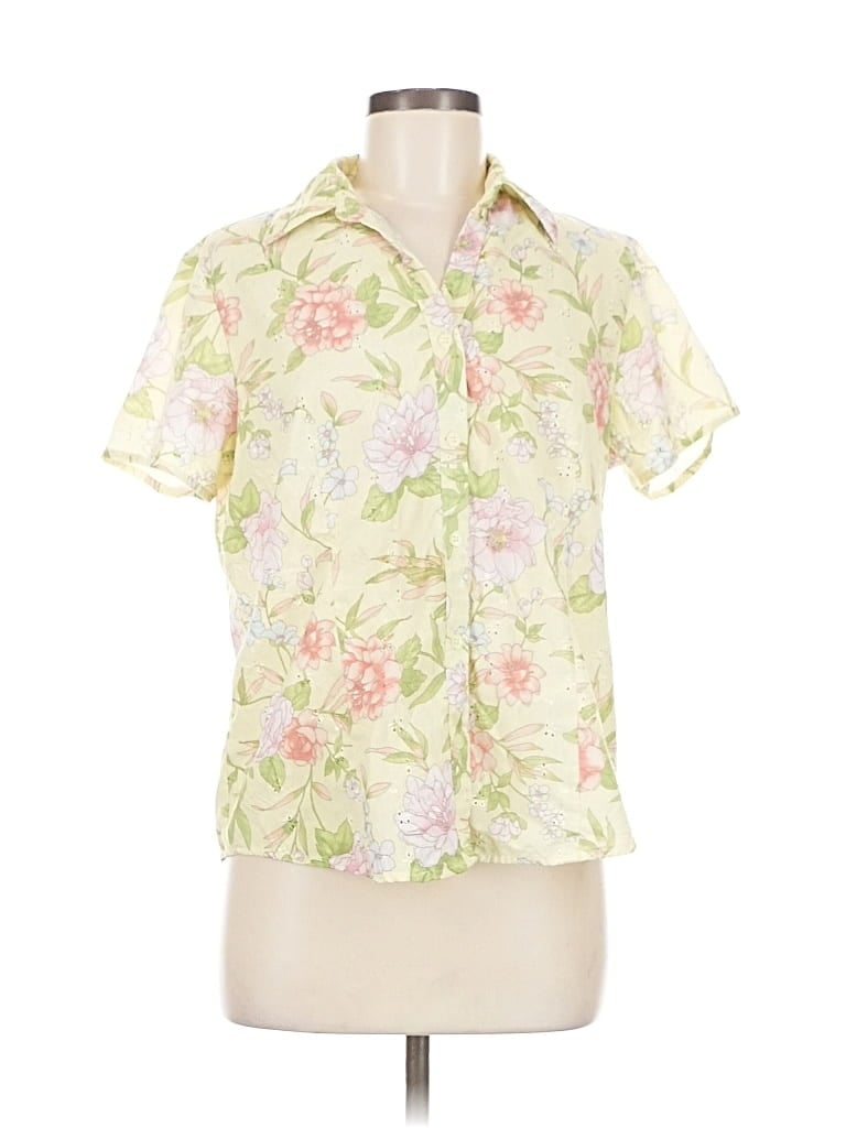 Pre-owned Lemon Grass Short Sleeve Blouse In Yellow