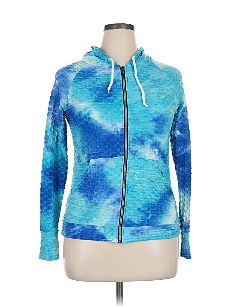 Pre-owned Assorted Brands Zip Up Hoodie In Blue