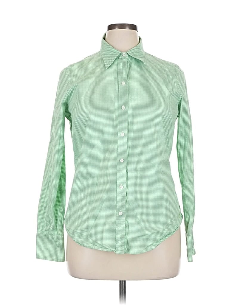 Pre-owned Izod Long Sleeve Button Down Shirt In Green