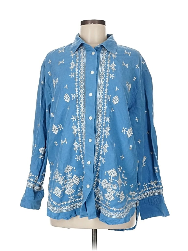 Pre-owned Banana Republic Long Sleeve Button Down Shirt In Blue