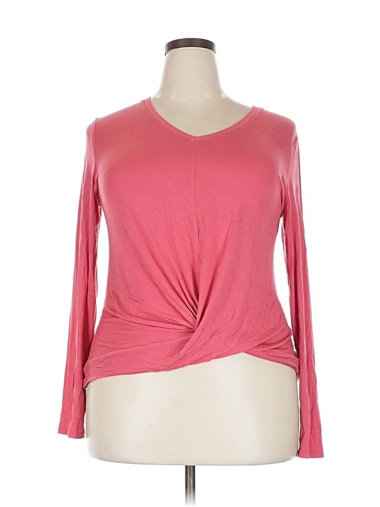 Pre-owned Simply Vera Vera Wang Long Sleeve Top Pink Sweetheart Neckline Tops