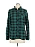 Doublju 100% Polyester Plaid Green Long Sleeve Blouse Size L - photo 1