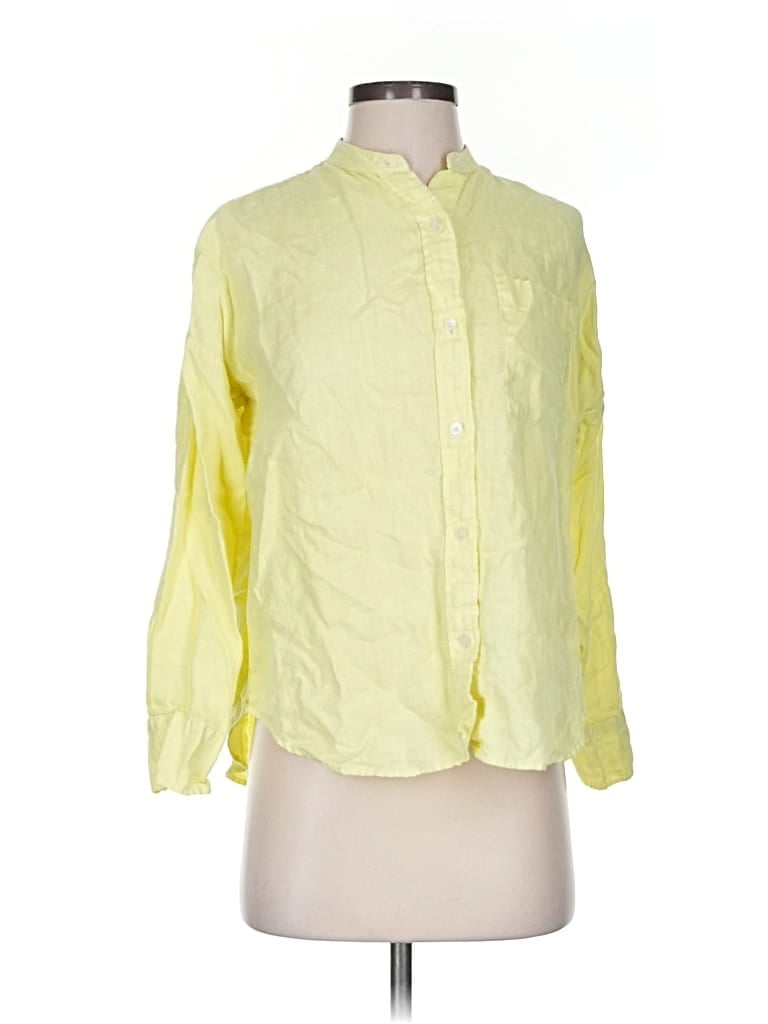 Pre-owned Everlane 3/4 Sleeve Button Down Shirt In Yellow