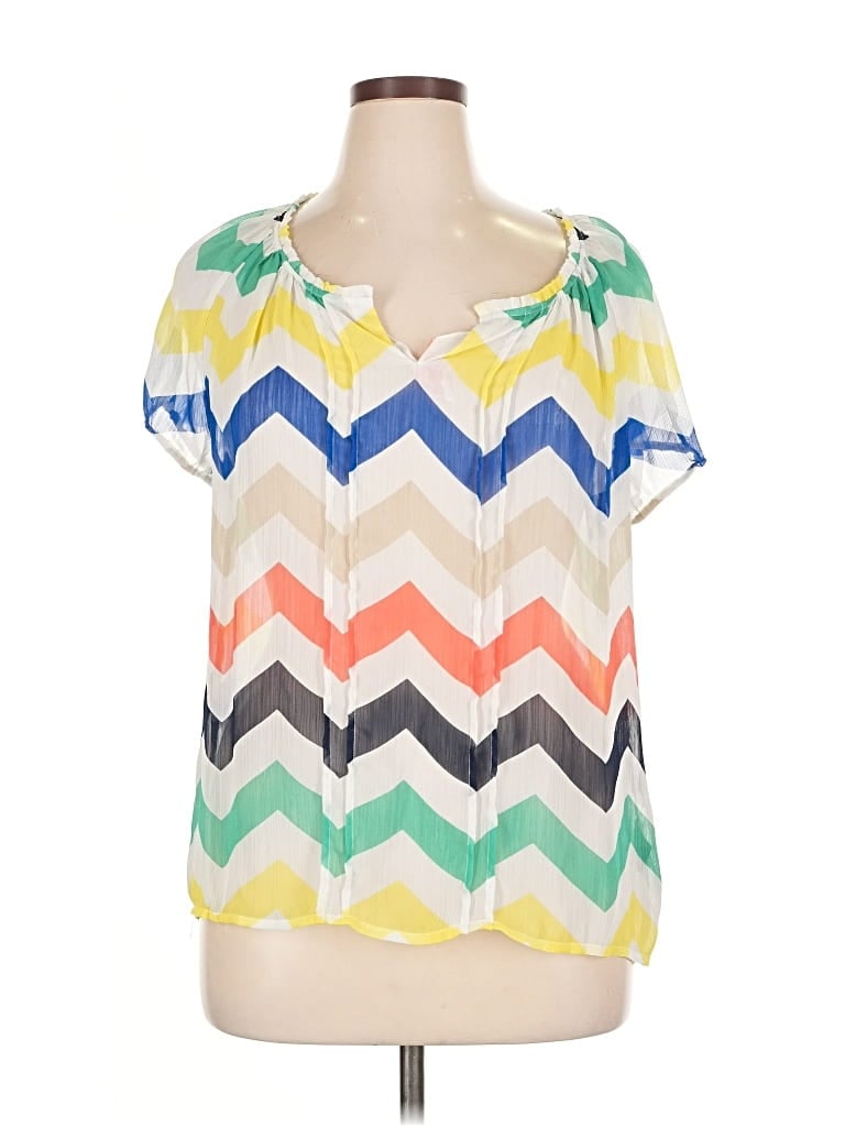 Pre-owned Zac & Rachel Short Sleeve Blouse In Yellow
