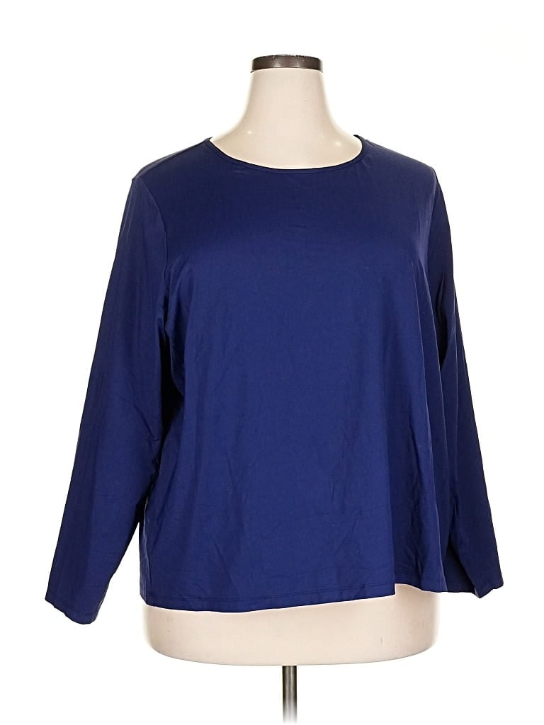 Pre-owned Lands' End 3/4 Sleeve T-shirt In Blue