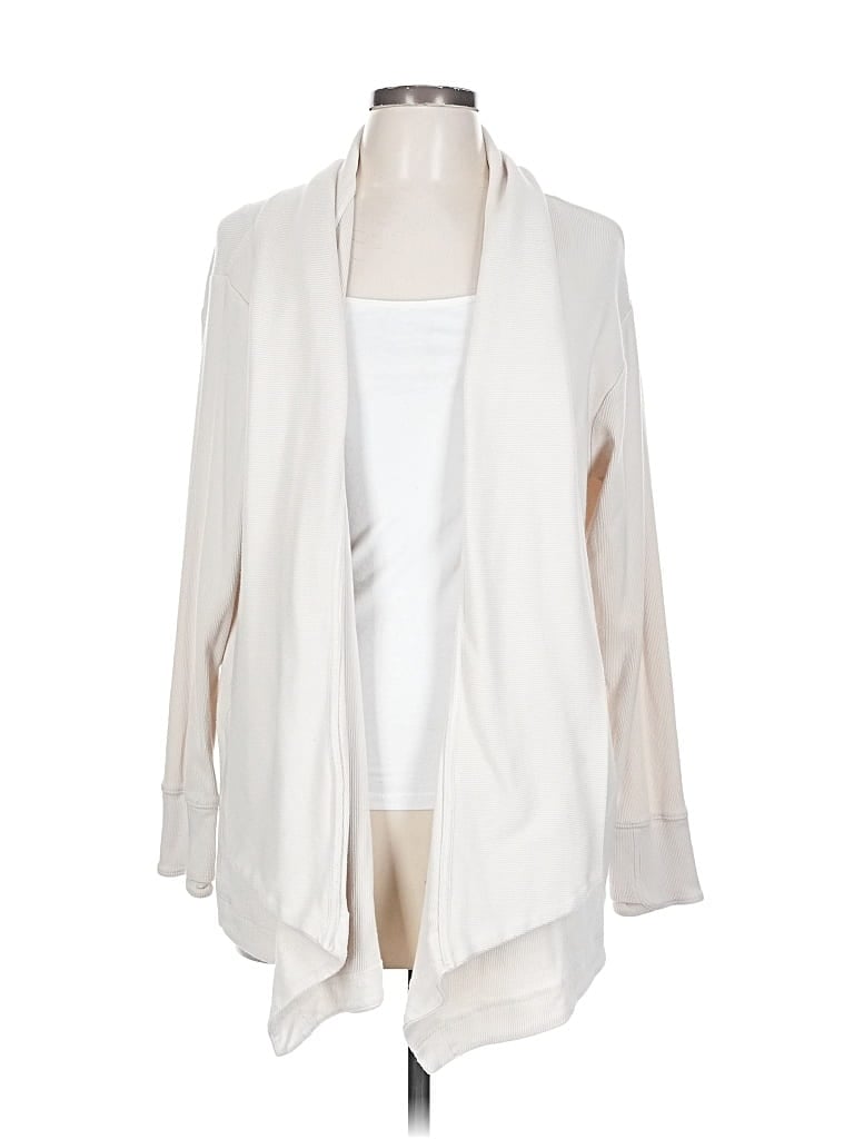 Pre-owned Athleta Cardigan Sweater In White