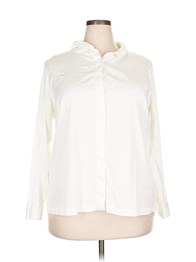 Pre-owned Soft Surroundings Long Sleeve Blouse In White