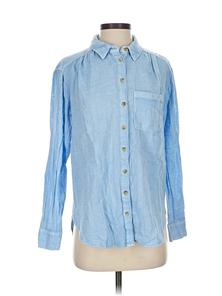 Pre-owned Pilcro Long Sleeve Button Down Shirt In Blue