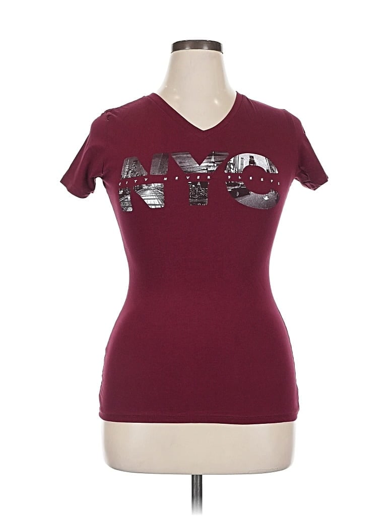 Pre-owned Assorted Brands Short Sleeve T-shirt In Burgundy