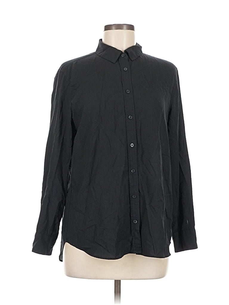 Pre-owned Uniqlo Long Sleeve Button Down Shirt In Black