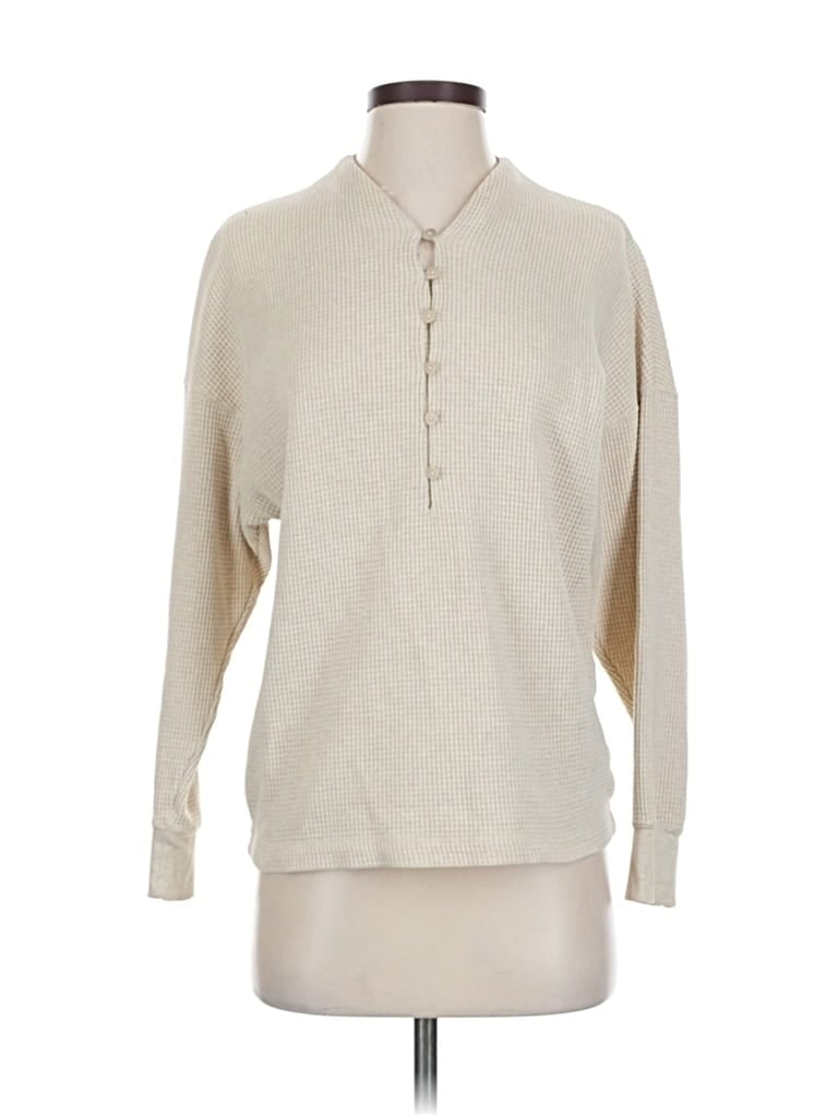 Pre-owned Nike Long Sleeve Henley Shirt In White