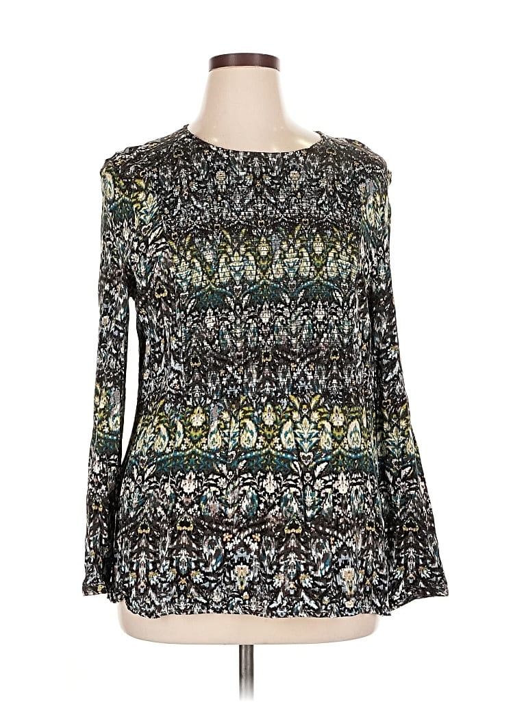 Pre-owned Jjill Long Sleeve Blouse In Green