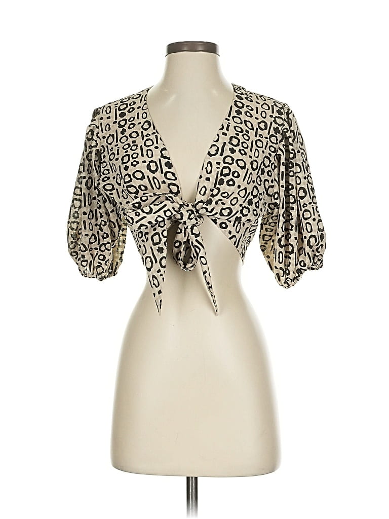 Pre-owned Alexis Short Sleeve Blouse In White