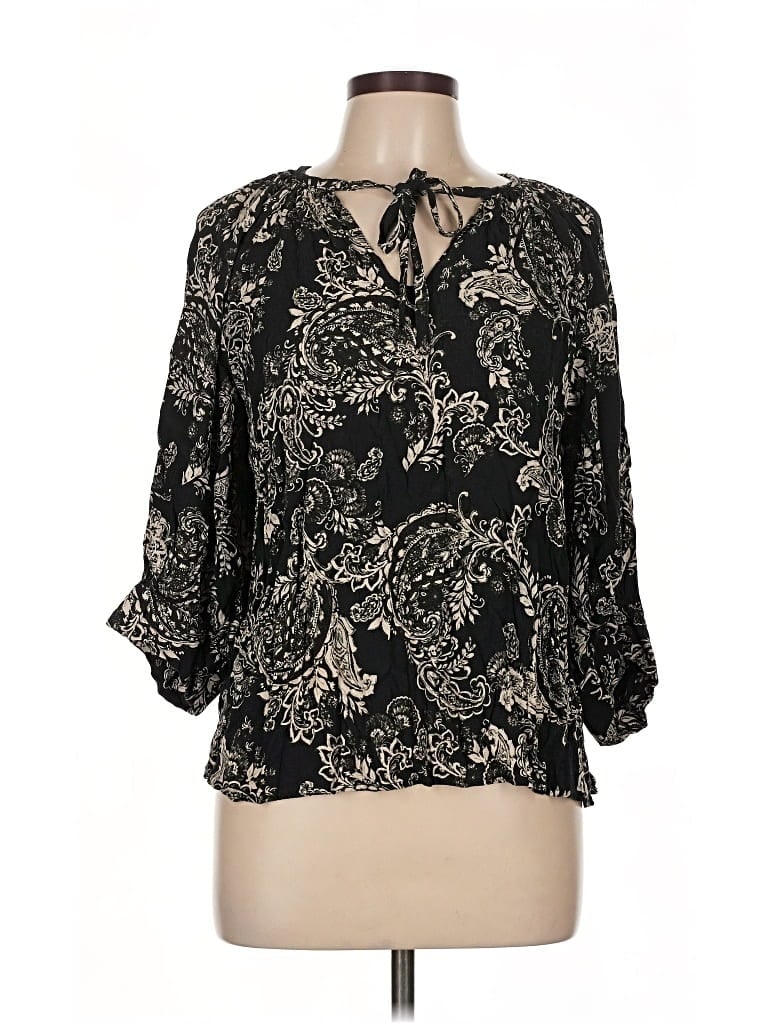 Pre-owned Karen Kane 3/4 Sleeve Blouse In Black