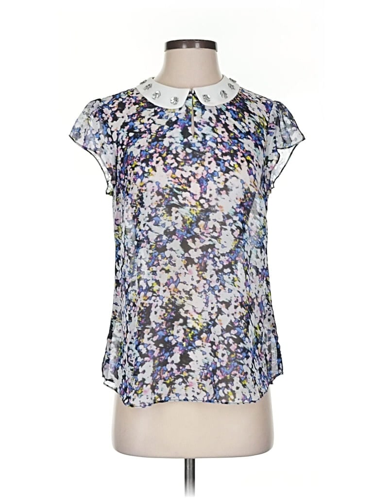 Pre-owned I Heart Ronson Short Sleeve Blouse In Silver