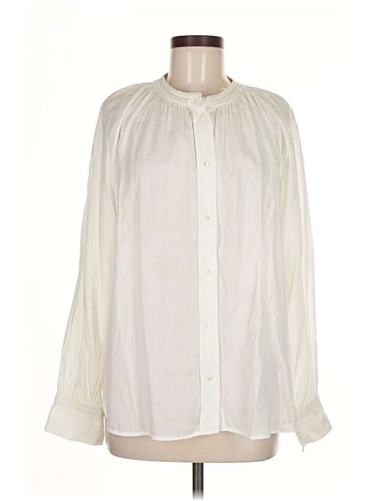 Pre-owned Vince Long Sleeve Blouse In White