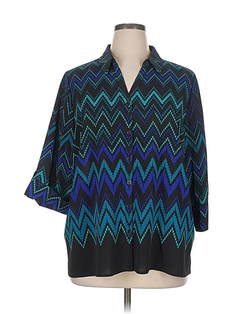 Pre-owned Catherines 3/4 Sleeve Blouse In Blue