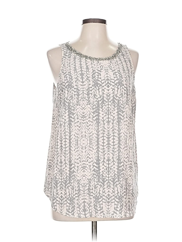 Pre-owned Cynthia Rowley Sleeveless Silk Top Silver Halter Neckline Tops