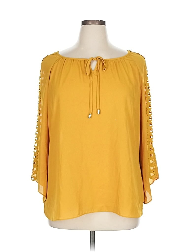 Pre-owned Zac & Rachel 3/4 Sleeve Blouse In Yellow
