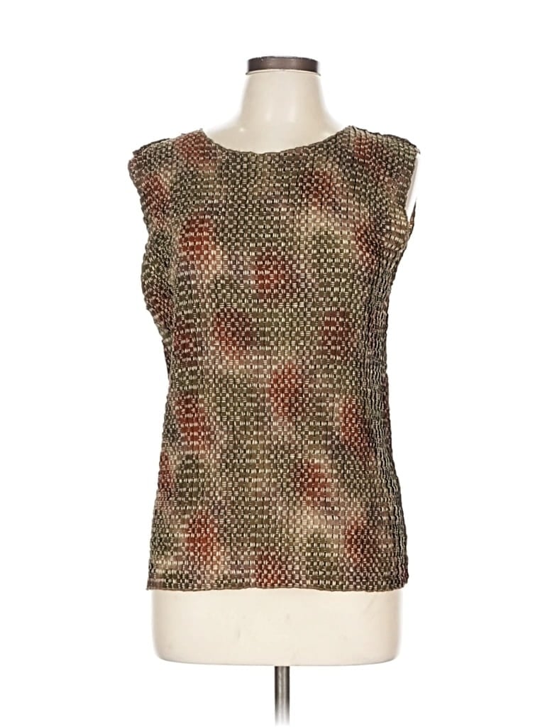 Pre-owned Allison Taylor Sleeveless Top Brown Square Neckline Tops