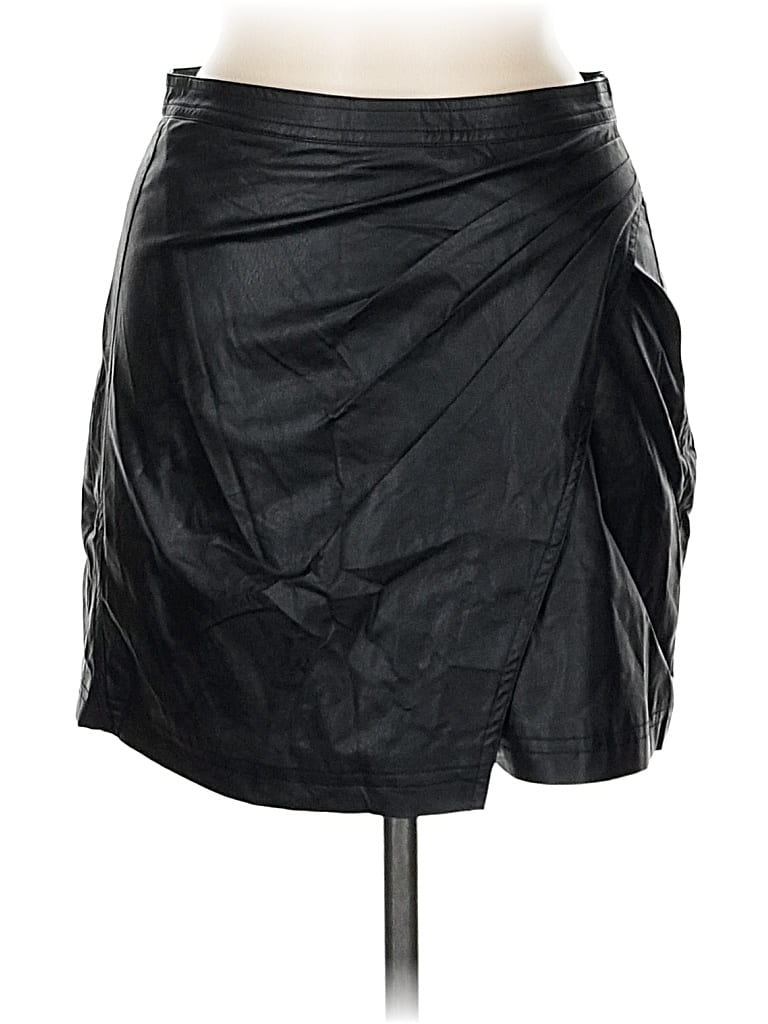 Pre-owned Miou Muse Faux Leather Skirt In Black