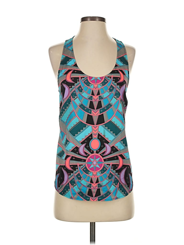 Pre-owned Mara Hoffman Sleeveless Top Teal Halter Neckline Tops In Blue