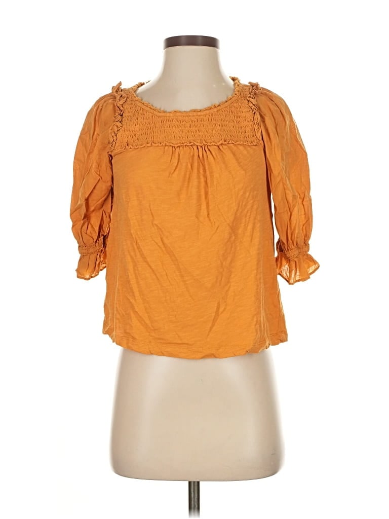Pre-owned By Anthropologie 3/4 Sleeve Blouse In Orange