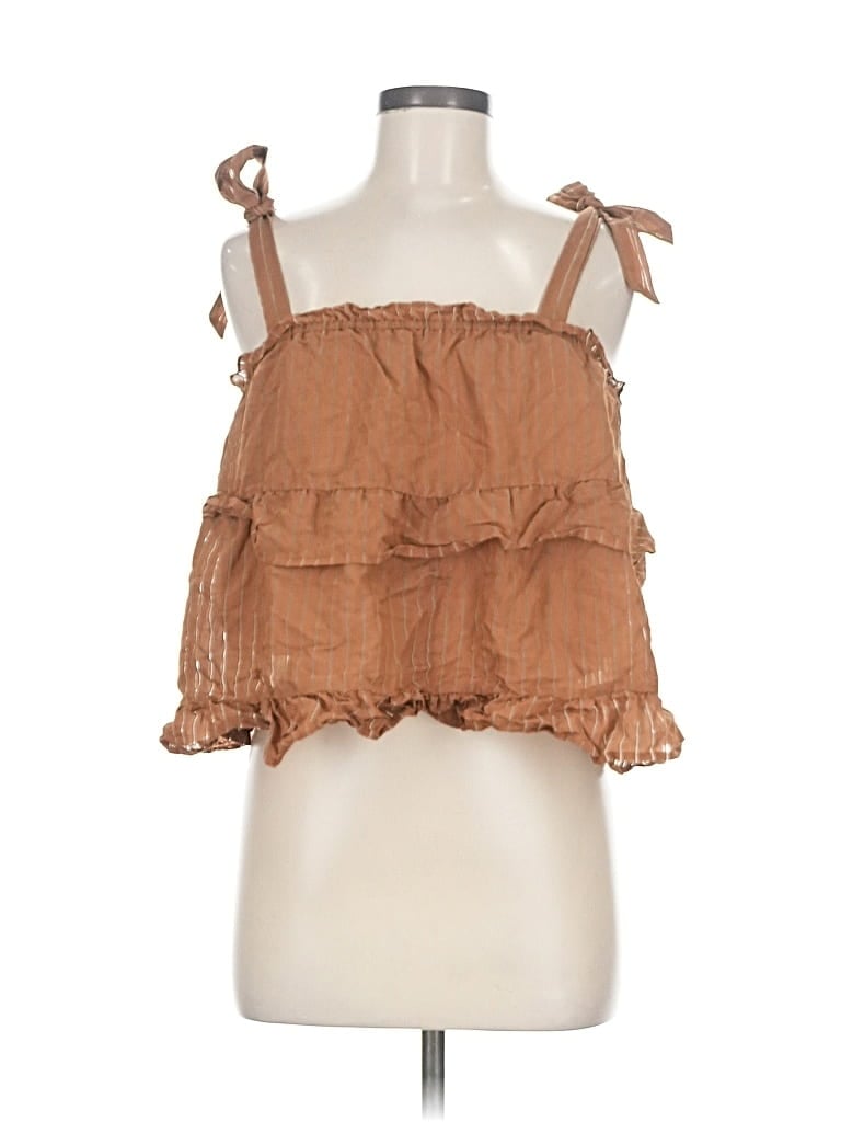 Pre-owned Line & Dot Sleeveless Blouse In Brown
